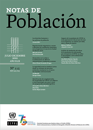 Portada original de Notas de Población, número 115